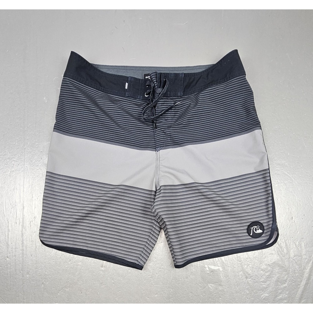 Quicksilver Board Shorts Mens 34 High Line Surfcore Beach Gray Swim Trunks